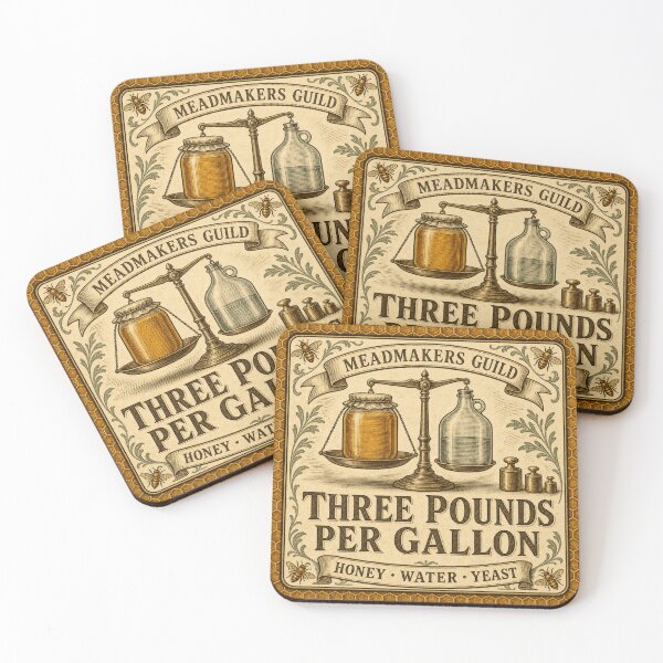 Item preview, Three Pounds Per Gallon Mead Making Honey Badge designed and sold by BoosterShop.