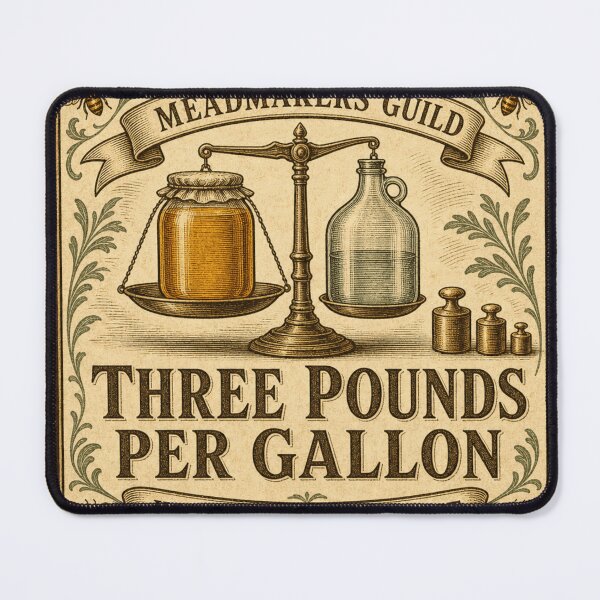 Item preview, Three Pounds Per Gallon Mead Making Honey Badge designed and sold by BoosterShop.