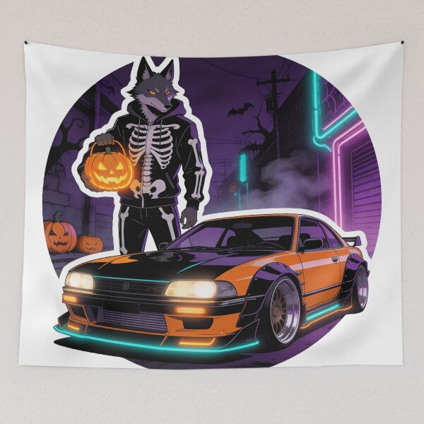 Item preview, Neon Halloween Wolf with JDM Car designed and sold by ELmestka.