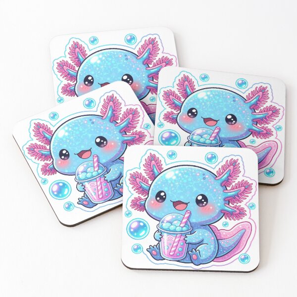 Item preview, Kawaii Axolotl Boba Milkshake Cute Neon Bubble Tea Sticker designed and sold by Neon Harmony.