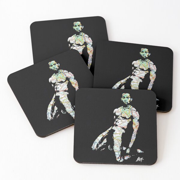Item preview, Muscled Black Twink Nude On His Knees Map Art By NLMKArtStudio designed and sold by NLMKArtStudio.