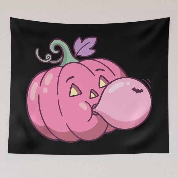 Item preview, Cute Pink Pumpkin Bubble Gum Halloween Illustration designed and sold by JoseloRochaArt.
