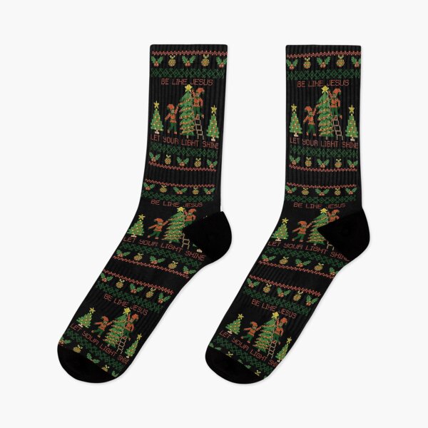 Item preview, Christian Ugly Sweater Christmas Elf Jesus Let Your Light Shine Religious Holiday Party designed and sold by Forevermore.