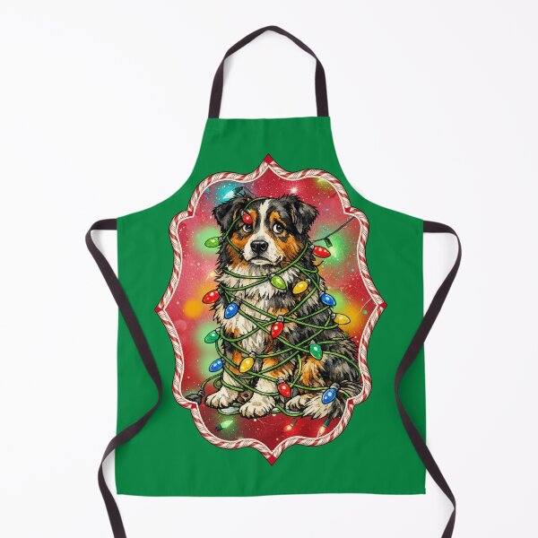Item preview, Funny Dog Tangled in Christmas Lights Australian Shepherd designed and sold by Lion and Lamb Design.