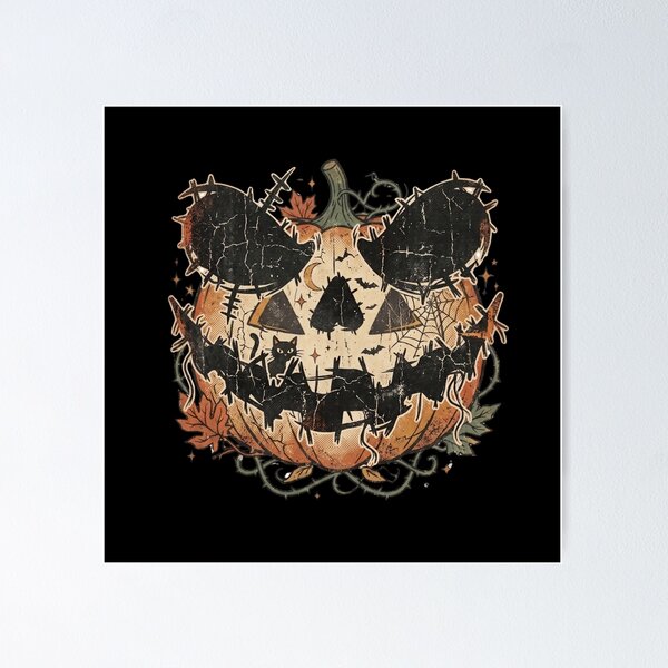 Item preview, Halloween Pumpkin With Black Cats Vintage Distressed Design designed and sold by Retro Whiskers.
