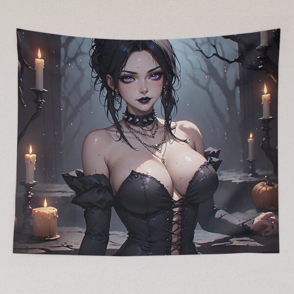 Item preview, Hot Halloween Anime Babe Goth Mommy Waifu Woman designed and sold by Your New Fixation.