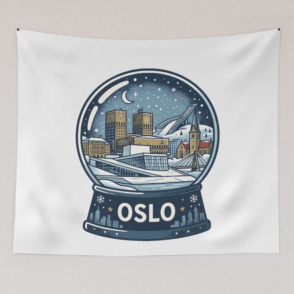 Item preview, Vintage Oslo Snow Globe Travel Badge designed and sold by k3rstman1.