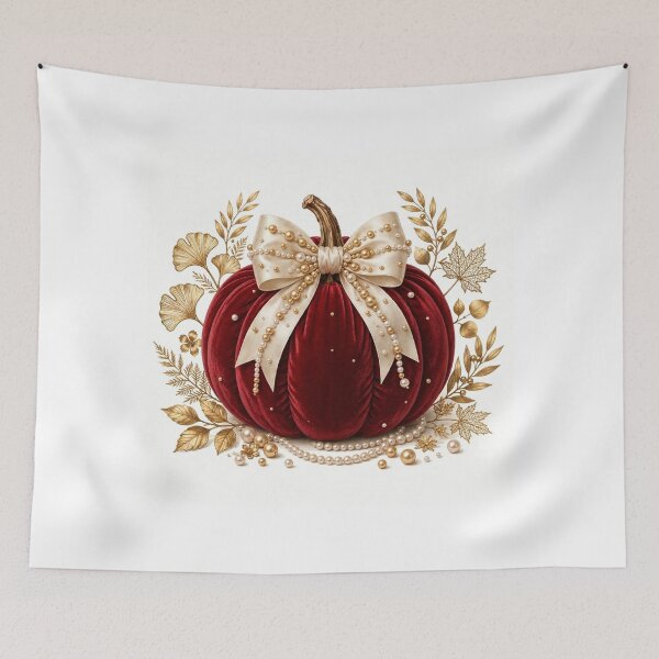 Item preview, Elegant Burgundy Pumpkin With Golden Bow designed and sold by ChotipahArt.