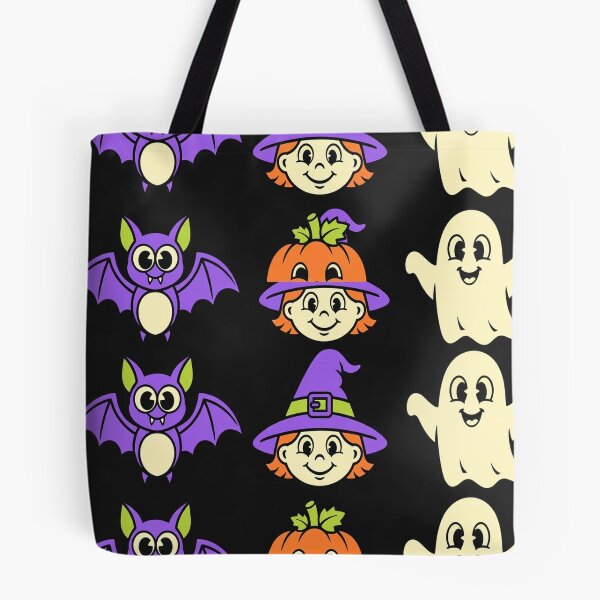 Item preview, Retro Halloween Friends Pattern – Vintage Cartoon Ghosts, Bats & Pumpkins designed and sold by Funky Mobile Studio.