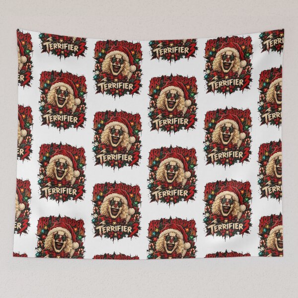 Item preview, Evil Clown Santa Star Glasses Christmas Horror Wreath Graphic designed and sold by GardnerOConner.