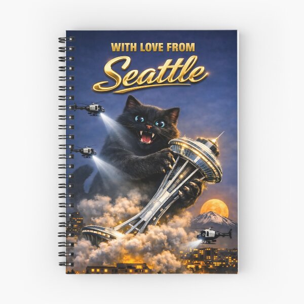 Item preview, Chubby Black Cat Love From Seattle Space Needle designed and sold by possibilitees.