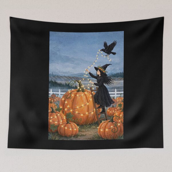 Item preview, Black witch and crow - Hanging Fairy Lights designed and sold by DibujandoPorfa.