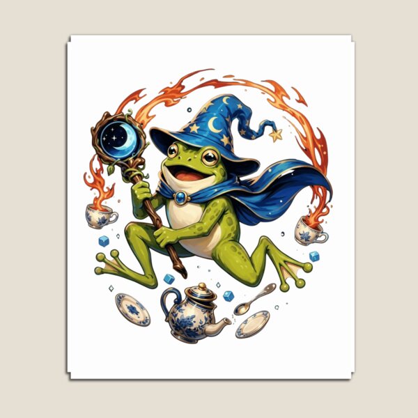 Item preview, Magical Frog Wizard Casting Tea Spell Fantasy Cottagecore Aesthetic designed and sold by haitrieuic96.