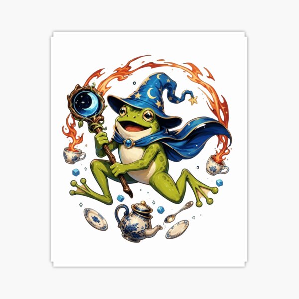 Item preview, Magical Frog Wizard Casting Tea Spell Fantasy Cottagecore Aesthetic designed and sold by haitrieuic96.