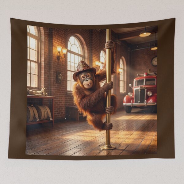Item preview, Young Orangutan Takes Over the Fire Station designed and sold by Tridentulus.