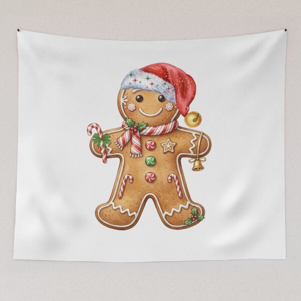 Item preview, Watercolor Christmas Gingerbread Man – Cute Holiday Cookie Character with Santa Hat  designed and sold by VibranPalette.