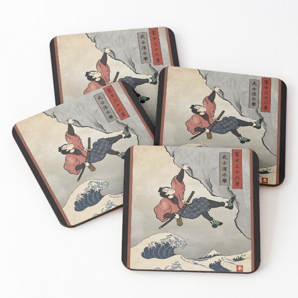 Item preview, Samurai Bouldering Ukiyo-e Wave Art designed and sold by Gamaza-Eggs.