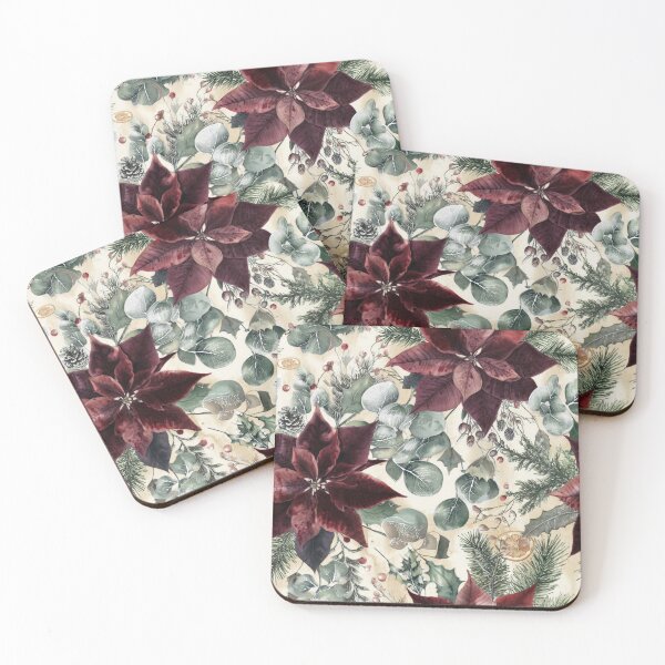Item preview, Burgundy Poinsettia & Frosted Eucalyptus designed and sold by Dream Bloom Gallery.