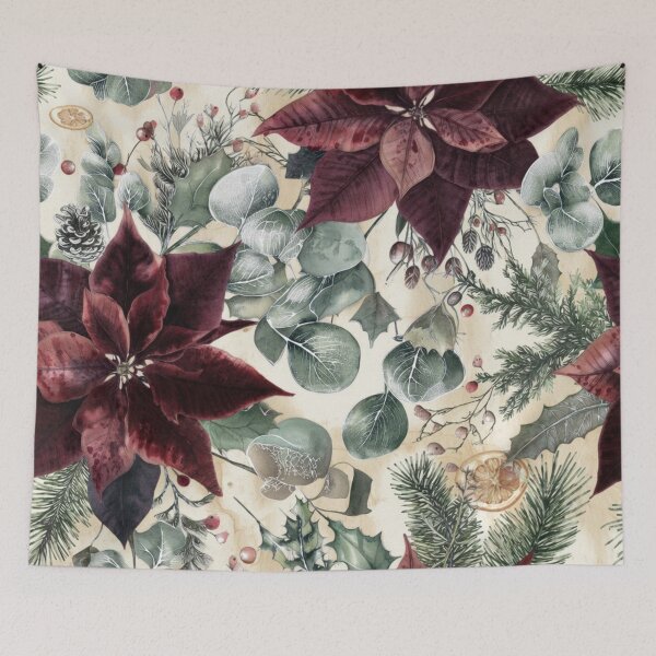 Item preview, Burgundy Poinsettia & Frosted Eucalyptus designed and sold by Dream Bloom Gallery.