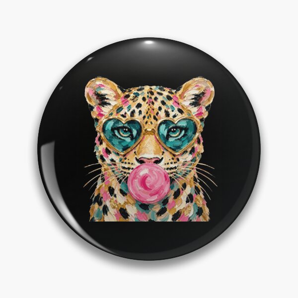 Item preview, Colorful Impasto Leopard Blowing Pink Bubblegum Heart Sunglasses Art designed and sold by haitrieuic96.