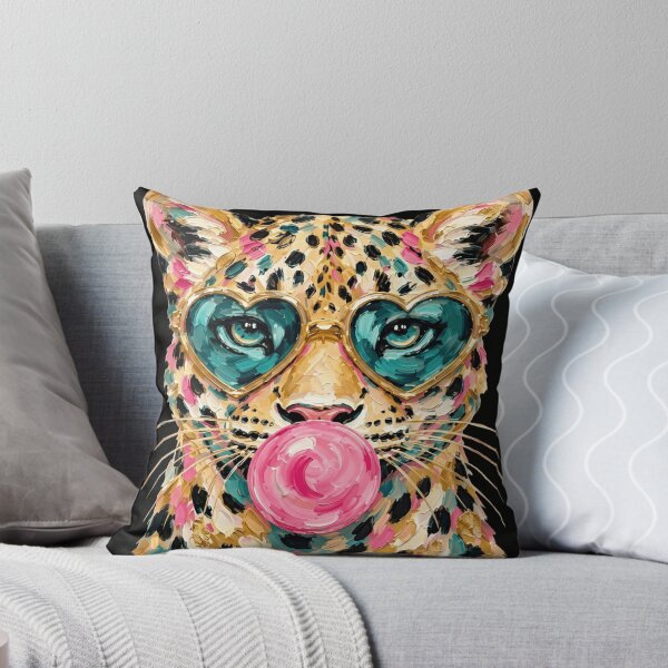 Item preview, Colorful Impasto Leopard Blowing Pink Bubblegum Heart Sunglasses Art designed and sold by haitrieuic96.