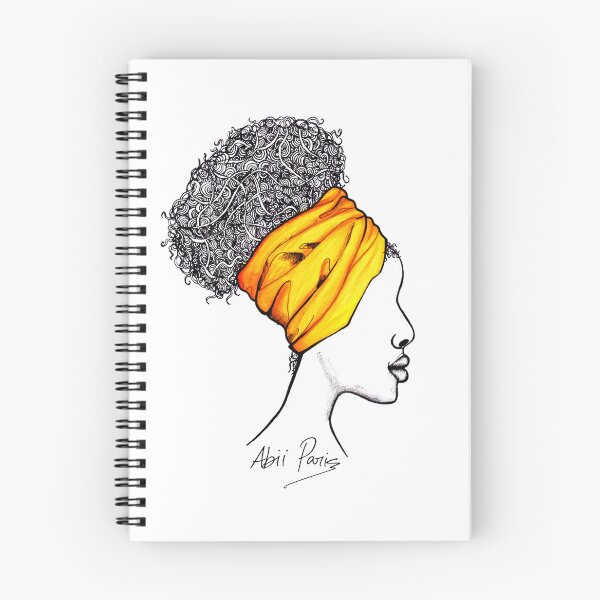 Item preview, Black Woman with Coily Afro Puff and Orange Headwrap designed and sold by byabiiparis.