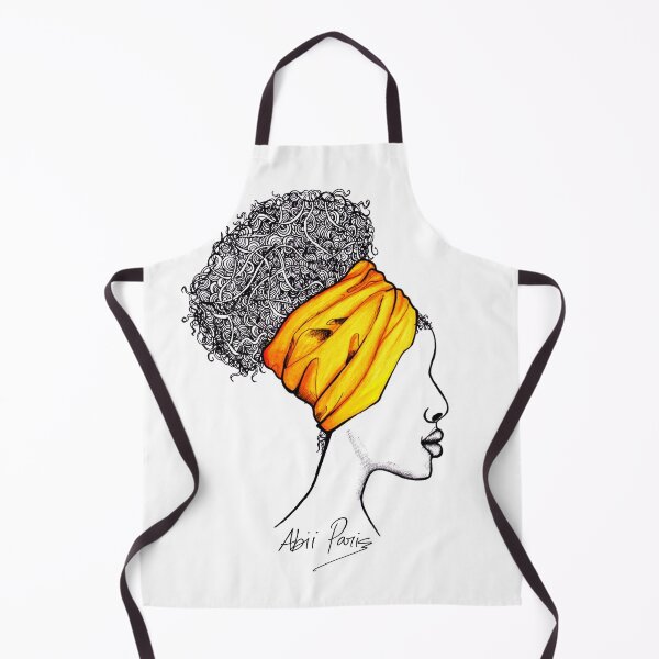 Item preview, Black Woman with Coily Afro Puff and Orange Headwrap designed and sold by byabiiparis.