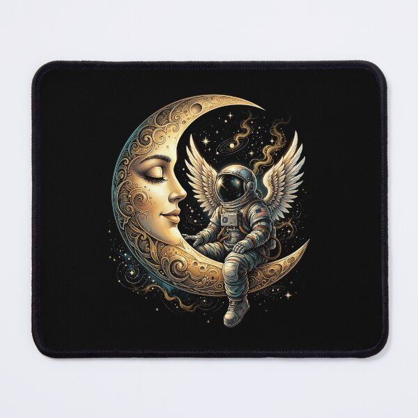 Item preview, Celestial Serenade-Winged Astronaut & Crescent Moon Graphic Artwork designed and sold by HexOne.