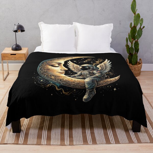 Item preview, Celestial Serenade-Winged Astronaut & Crescent Moon Graphic Artwork designed and sold by HexOne.