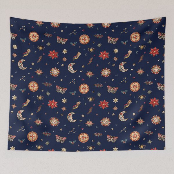 Item preview, Celestial Solstice Folk Art Seamless Pattern designed and sold by 89BLACK.