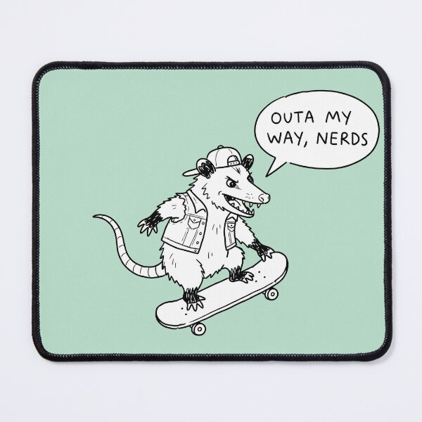 Item preview, Outa My Way Nerds Skateboarding Opossum Punk Animal designed and sold by Amir Faysal.