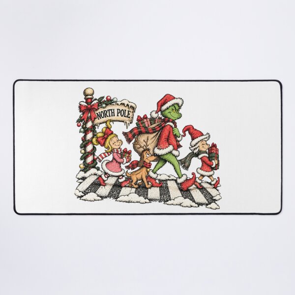 Item preview, Christmas Characters Crossing a Snowy Striped Walkway designed and sold by 68MadagascarZoo.