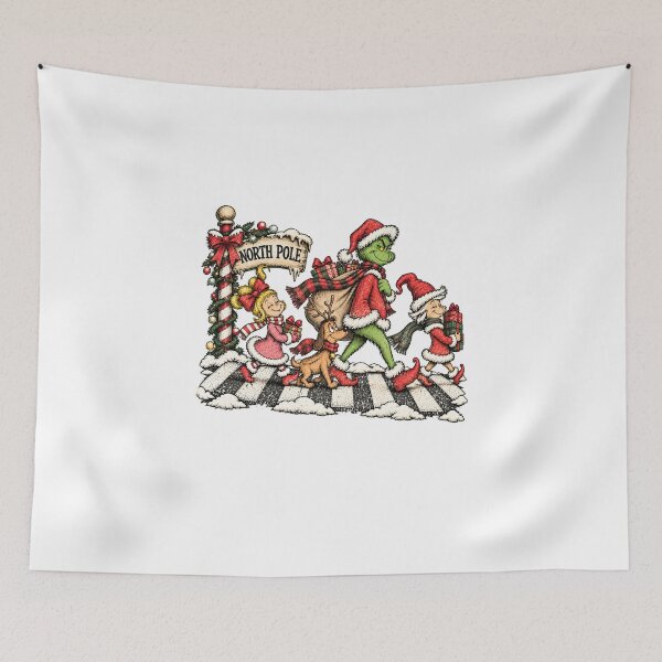 Item preview, Christmas Characters Crossing a Snowy Striped Walkway designed and sold by 68MadagascarZoo.