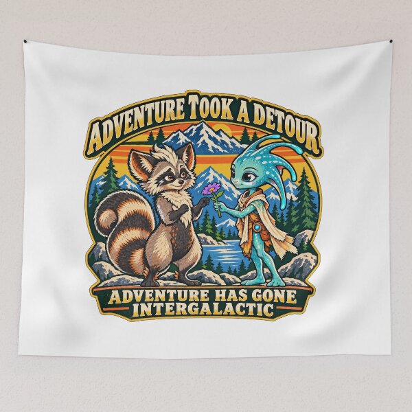 Item preview, Adventure took a detour . Intergalactic Raccoon and Alien designed and sold by HoRC.