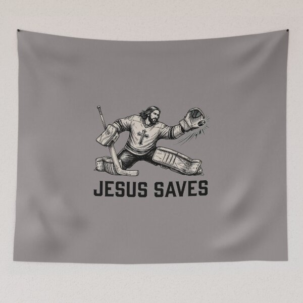 Item preview, Jesus Saves Hockey Goalie Funny Christian Shirt-56 designed and sold by DavidHoffmann.