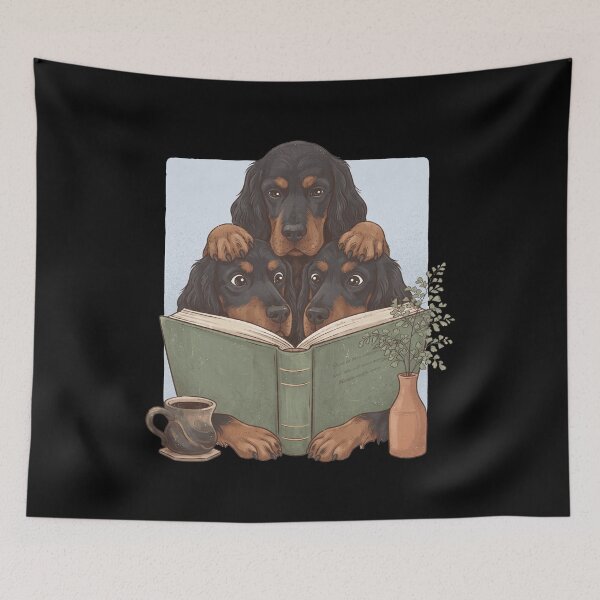 Item preview, Vintage Gordon Setter Reading Book Funny Dog Lover designed and sold by dian-rody-crest.