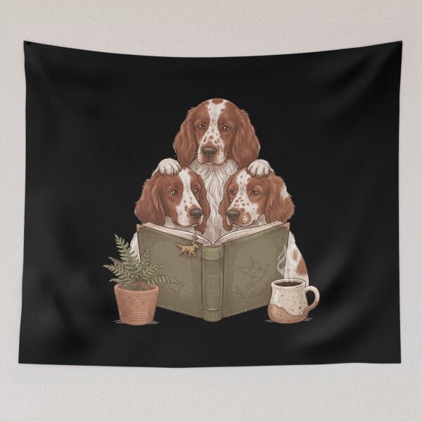 Item preview, Vintage Irish Red And White Setter Reading Book Funny Dog Lover designed and sold by dian-rody-crest.