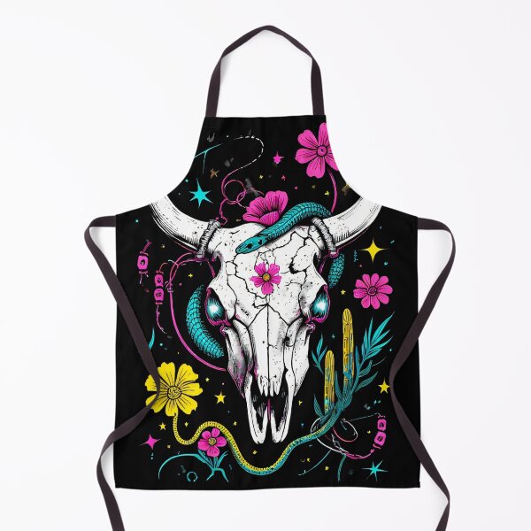 Item preview, Neon Bull Skull Desert Floral Western Snake designed and sold by Stupid Shirts.