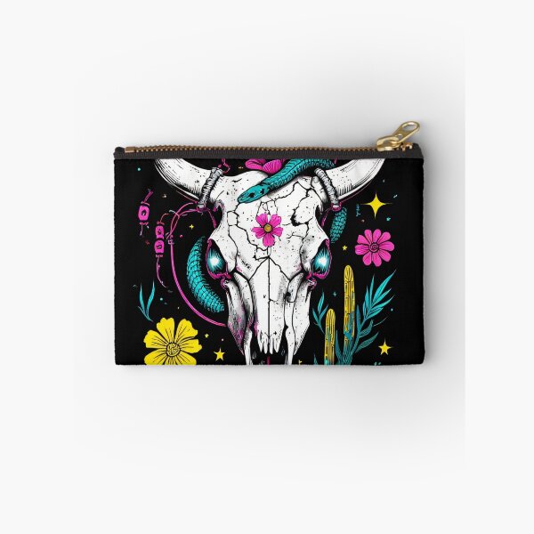 Item preview, Neon Bull Skull Desert Floral Western Snake designed and sold by Stupid Shirts.