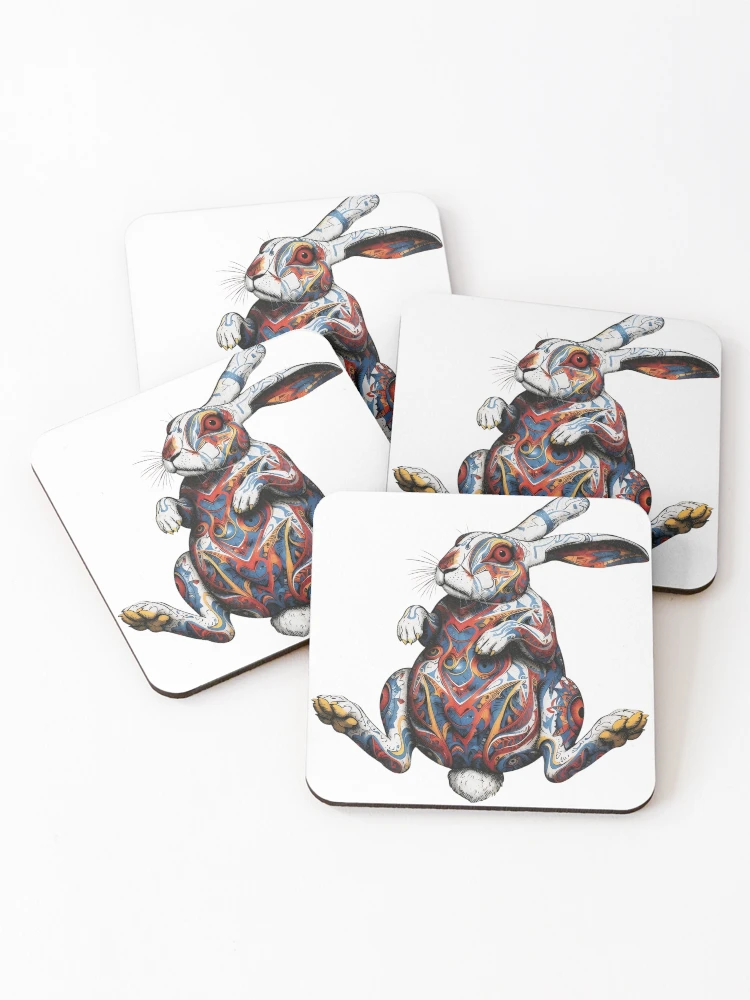Thumbnail 1 of 5, Coasters (Set of 4), Intricate Rabbit designed and sold by RENcraft.