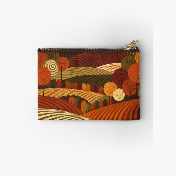 Item preview, Retro Autumn Landscape with Spiral Trees – Orange and Burgundy Geometric Hills designed and sold by Amalia Gutyz.