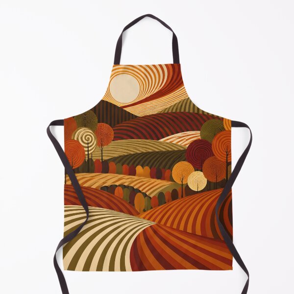 Item preview, Retro Autumn Landscape with Spiral Trees – Orange and Burgundy Geometric Hills designed and sold by Amalia Gutyz.