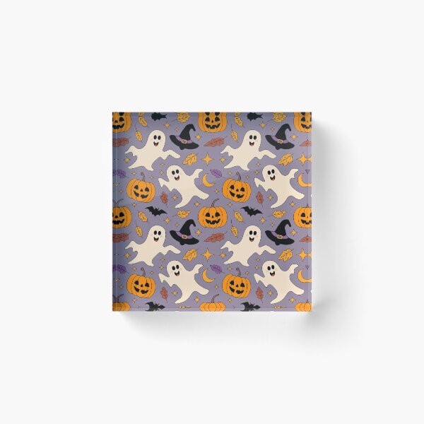 Item preview, Cute Halloween Ghost Pumpkin Witch Hat Pattern designed and sold by FestivityFinds.