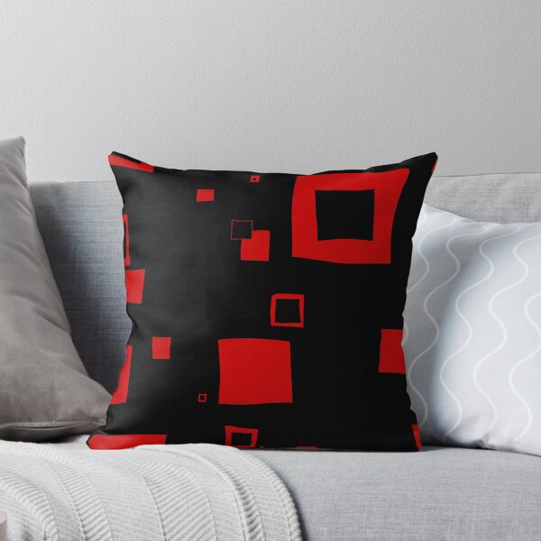 Item preview, Red Hand-Drawn Squares on Black — Abstract Geometric Wall Art Pattern designed and sold by dfly-creations.