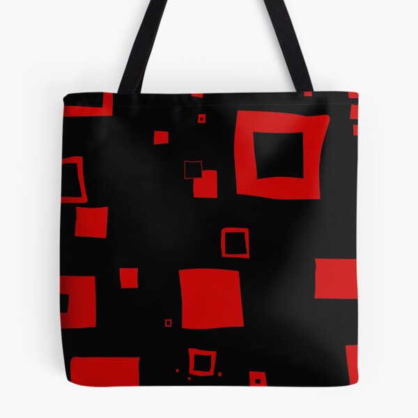 Item preview, Red Hand-Drawn Squares on Black — Abstract Geometric Wall Art Pattern designed and sold by dfly-creations.