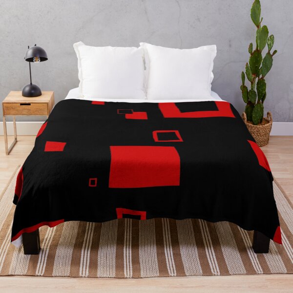 Item preview, Red Hand-Drawn Squares on Black — Abstract Geometric Wall Art Pattern designed and sold by dfly-creations.