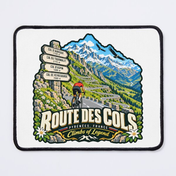 Item preview, Route Des Cols Pyrenees France Climbs Of Legend Cycling Cyclist designed and sold by NightGlyph.