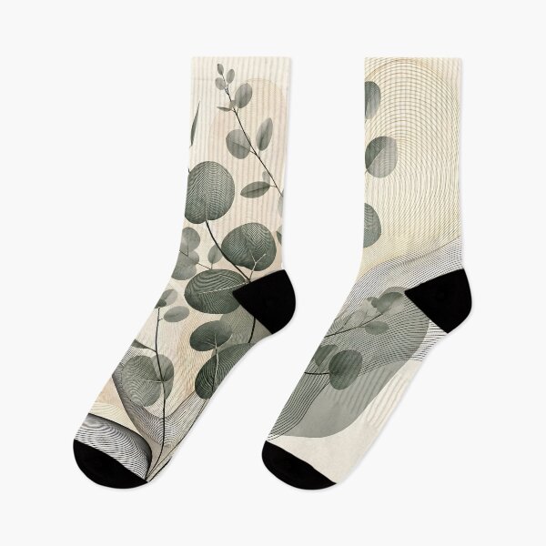 Item preview, Sage Green Eucalyptus Leaves with Abstract Flowing Lines – Minimalist Botanical Art designed and sold by Amalia Gutyz.
