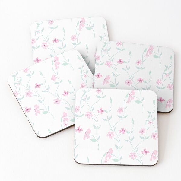Item preview, Floral fields small blooms in pink designed and sold by Quiet Waters Design.