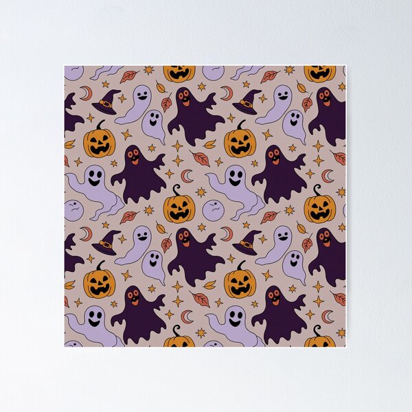 Item preview, Cute Spooky Ghost Pumpkin Halloween Pattern designed and sold by FestivityFinds.